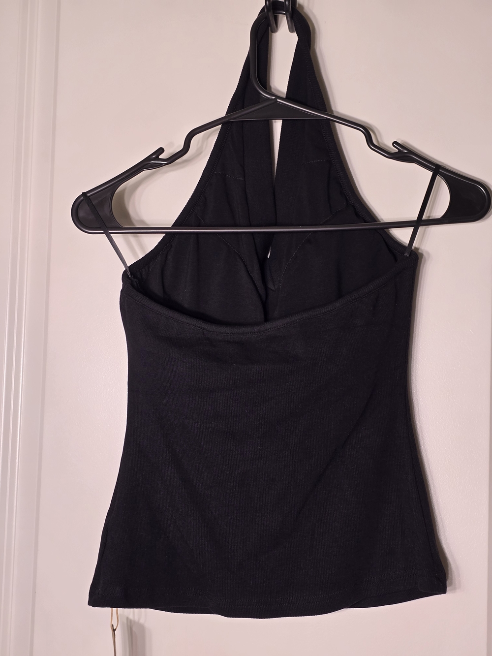 OGL Black Ribbed Halter Tank with V-Neck and Built-In Bra NWT - Picture 6 of 6